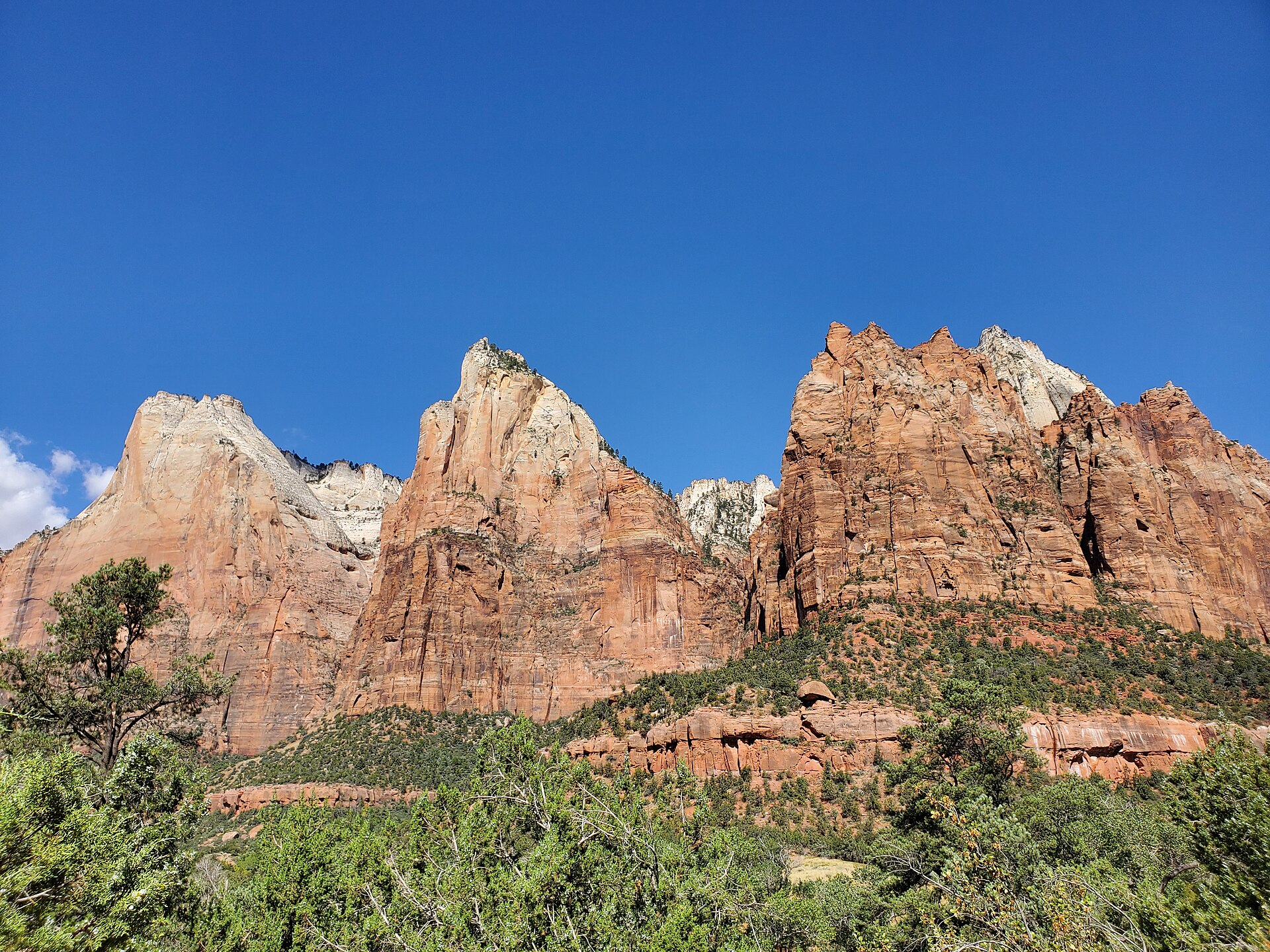 The Court of the Patriarchs peaks inside Zion National Park — Zion National Park, attribution and reuse verification pending